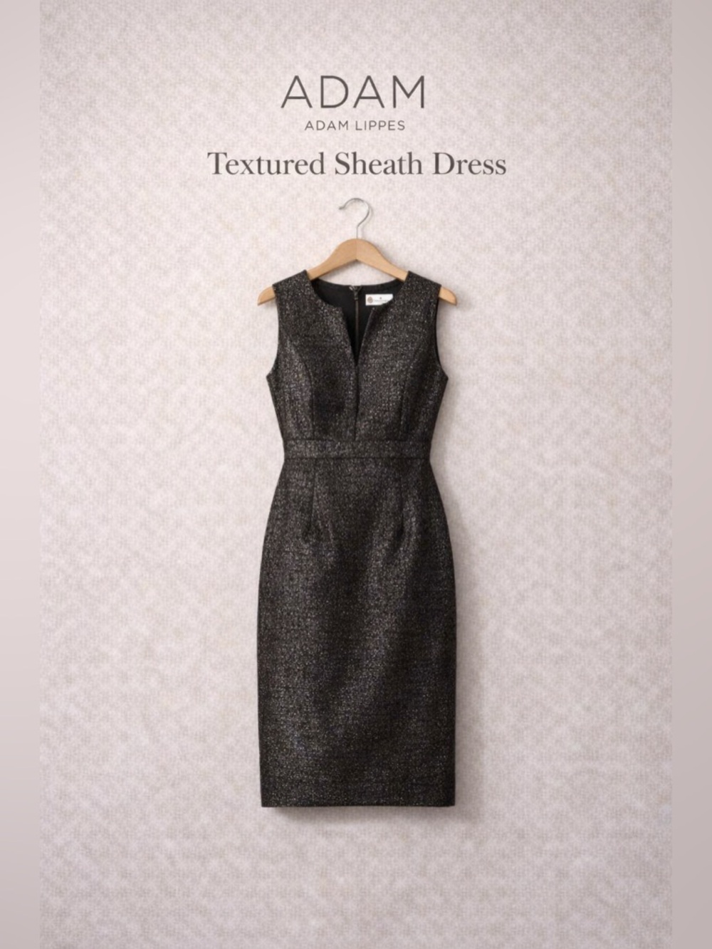 Adam Lippes Textured Sheath Dress 6 Black Silver Cocktail Work